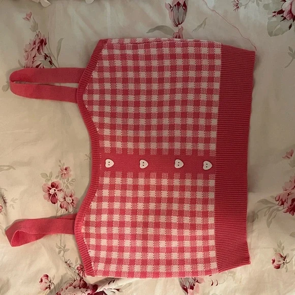 🎀White and Pink Plaid Crop Top🎀 - Picture 5 of 6